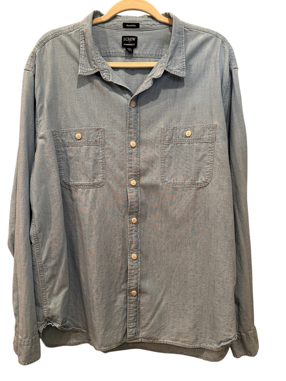 J. Crew Factory Chambray Classic Button Down Top Neutral Versatile Sz 2X
